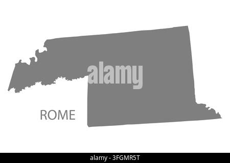 Modern flat vector map of Rome, New York, United States. Detailed city boundary silhouette in grey on a white background. Stock Vector