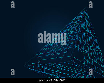 Decorative wire pyramid illustration for social media posts, creative layouts, and modern visual branding. Stock Vector