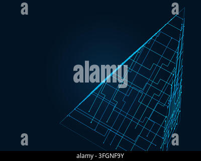 Wire Pyramid vector background with crisp scalable linework for microstock and commercial design projects. Stock Vector