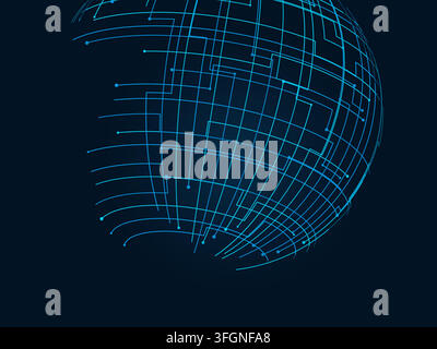 Decorative tech globe illustration for print design, creative layouts, and modern visual branding. Stock Vector