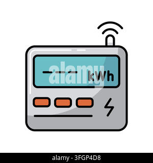 Minimalist outline electric meter icon suitable for energy consumption and smart home technology design concepts Stock Vector