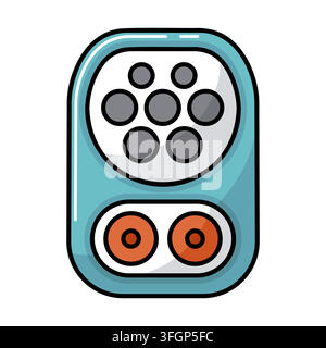 Minimalist outline CCS Type 2 charging inlet icon suitable for electric vehicle infrastructure and eco transport design concepts Stock Vector