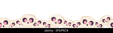 Seamless vector border with Halloween skulls Stock Vector