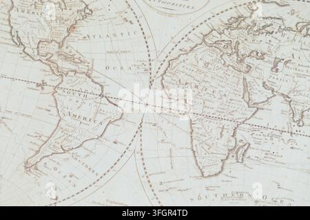 Detailed view of an ancient map in a modern print reproduction Stock Photo