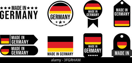 Made in Germany Vector Label Badge Clipart Set for Products Promotion Stock Vector