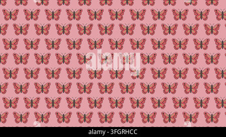 Butterfly Pattern Flat Pink Textile Vector Background Repeat Tile Design Stock Vector