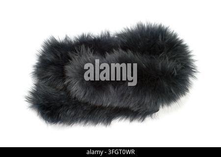 Natural silver fox fur isolated on a white background. A sample of natural fur. Stock Photo