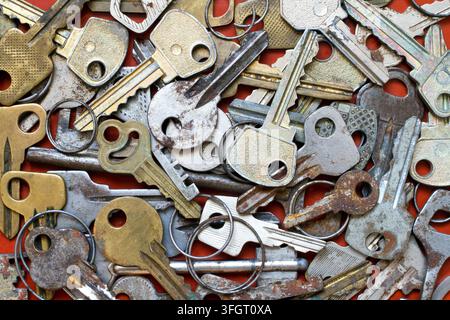Lots of old keys. A bunch of different keys. Keys to different locks. Stock Photo