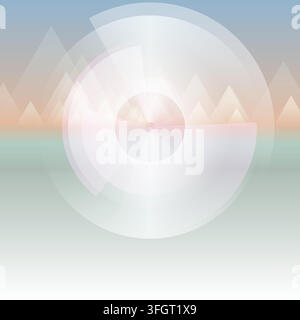 Glossy pastel tech concept background with circles and triangles. Abstract geometric minimal vector design Stock Vector