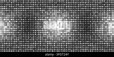 Black white hi-tech geometric abstract background with small squares mosaic. Vector halftone futuristic design Stock Vector