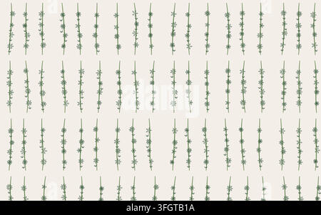 Seamless botanical repeat based on wildflower stripe pattern, rendered as a clean vector surface design with balanced spacing, repeat accuracy, and pr Stock Vector