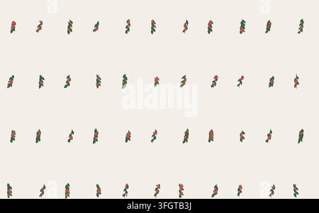 Seamless botanical repeat based on berry branch pattern, rendered as a clean vector surface design with balanced spacing, repeat accuracy, and practic Stock Vector