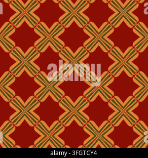 Red Olive Geometric Cross Pattern Stock Vector