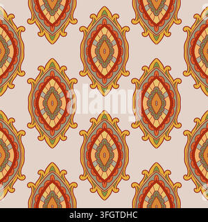 Beige Gold Ogee Medallion Pattern Stock Vector