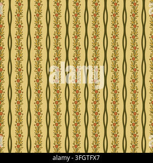 Yellow Floral Vine Vertical Ribbon Pattern Stock Vector