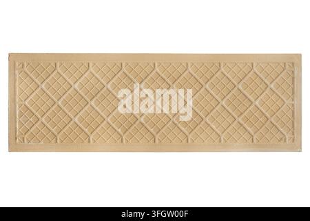 Beige ceramic tile back side isolated on white background Stock Photo