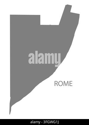 Modern flat vector map of Rome, Illinois, United States. Detailed city boundary silhouette in grey on a white background. Stock Vector