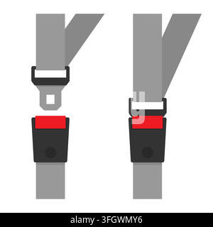 Buckled and Unbuckled Seat Belt Set Vector Stock Vector