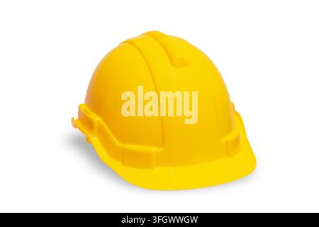 Engineer Worker Yellow Safety Hardhat, Hard Hat isolated on white background with clipping path Stock Photo