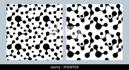 Organic metaball seamless pattern set with abstract biomorphic repeating vector backgrounds for fabric wallpaper packaging wrapping paper textile and Stock Vector