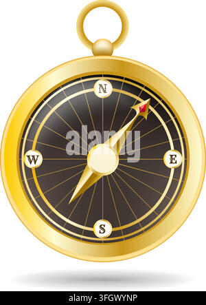 Golden retro compass icon Stock Vector