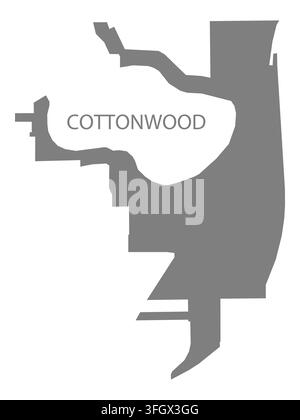 Modern flat vector map of Cottonwood, Minnesota, United States. Detailed city boundary silhouette in grey on a white background. Stock Vector