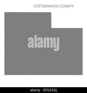 Modern flat vector map of Cottonwood County, Minnesota, United States. Detailed county boundary silhouette in grey on a white background. Stock Vector
