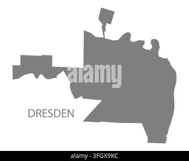 Modern flat vector map of Dresden, Ohio, United States. Detailed city boundary silhouette in grey on a white background. Stock Vector