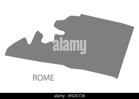 Modern flat vector map of Rome, Ohio, United States. Detailed city boundary silhouette in grey on a white background. Stock Vector