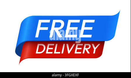 Free delivery banner label tag. Promotional sign for business marketing and online shopping. Vector illustration Stock Vector