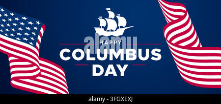Happy Columbus Day banner, USA Columbus Day background Stock Vector