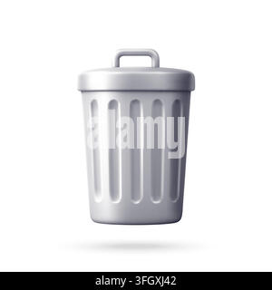 A shiny white trash can in 3d Stock Vector