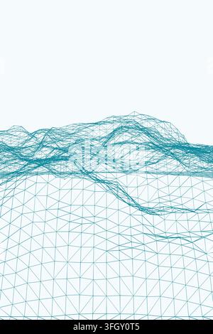 3d render of a minimalist green line art christmas tree floating above ...