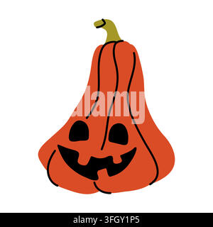 Funny tall orange Halloween pumpkin clipart for spooky party card design Stock Vector