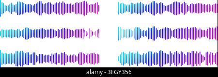 Vibrant gradient music icon with soundwave pattern and audio frequency bars. Stock Vector