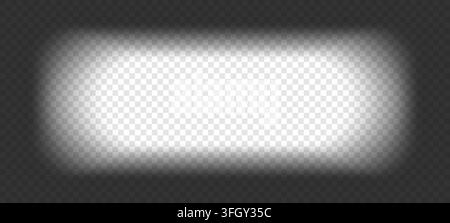 Vignette overlay with black gradient shadow and transparent rectangular border effect. Stock Vector