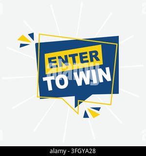Enter to Win text message on blue speech bubble for contest and giveaway promotions Stock Vector