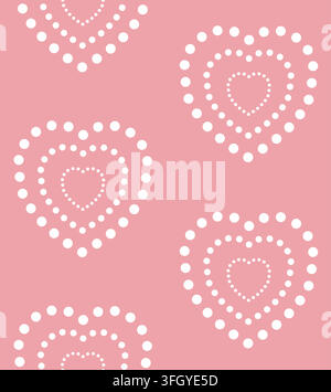 Vector seamless pattern of flat dotted heart Stock Vector