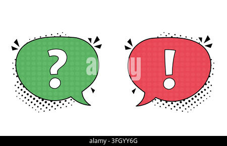 Comic question and exclamation mark speech bubble icons Stock Vector