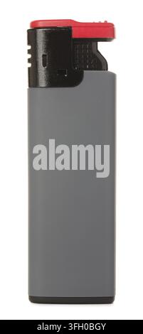 One grey gas lighter isolated on white Stock Photo