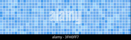 Blue ceramic tile background, seamless square mosaic pattern for bathroom wall and floor. Stock Vector