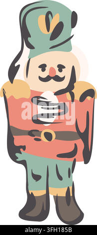 Cute Christmas Nutcracker Hand Drawn Vector Stock Vector