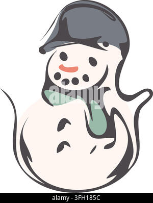 Cute Christmas Snowman Hand Drawn Vector Stock Vector