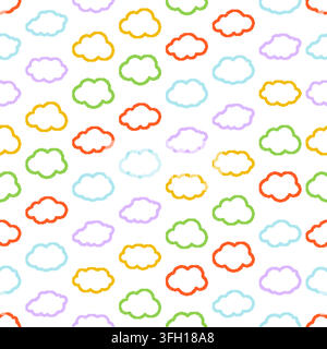 Clouds Pixel Dithered Seamless Pattern. Vector seamless dithering pixel style pattern Stock Vector