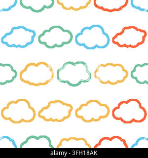 Clouds Seamless Pattern. Vector seamless dithering pixel style pattern Stock Vector