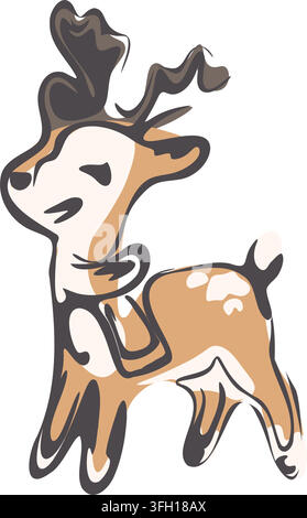 Cute Christmas Reindeer Hand Drawn Vector Stock Vector