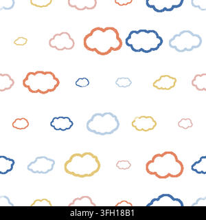 Clouds Seamless Pattern. Vector seamless dithering pixel style pattern Stock Vector