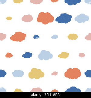 Clouds Dithering Seamless Pattern. Vector seamless dithering pixel style pattern Stock Vector