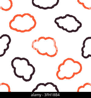 Clouds Pixel Dithering Seamless Pattern. Vector seamless dithering pixel style pattern Stock Vector