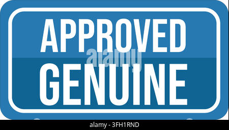 A blue rectangular stamp rounded corners white border approved Stock Vector